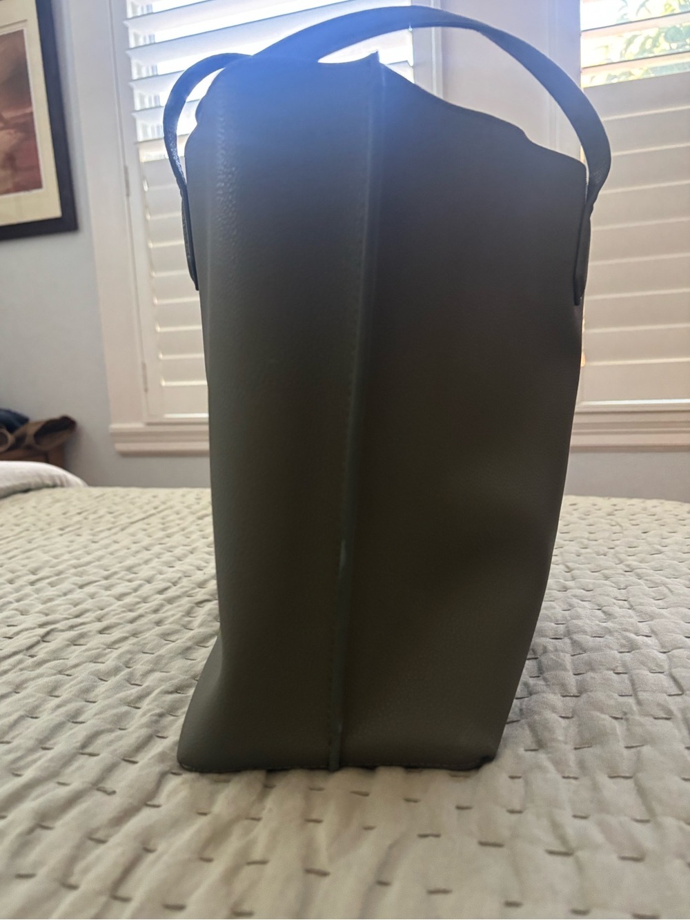 Quince Adeline Leather Women's Olive Green Shopper Tote - Classic Everyday Carry - Picture 11 of 14